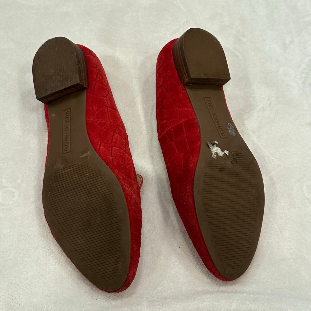 Vince Camuto Red Suede Shoes sz 7.5 VP Melley Pointed Toe Flats - Picture 4 of 7